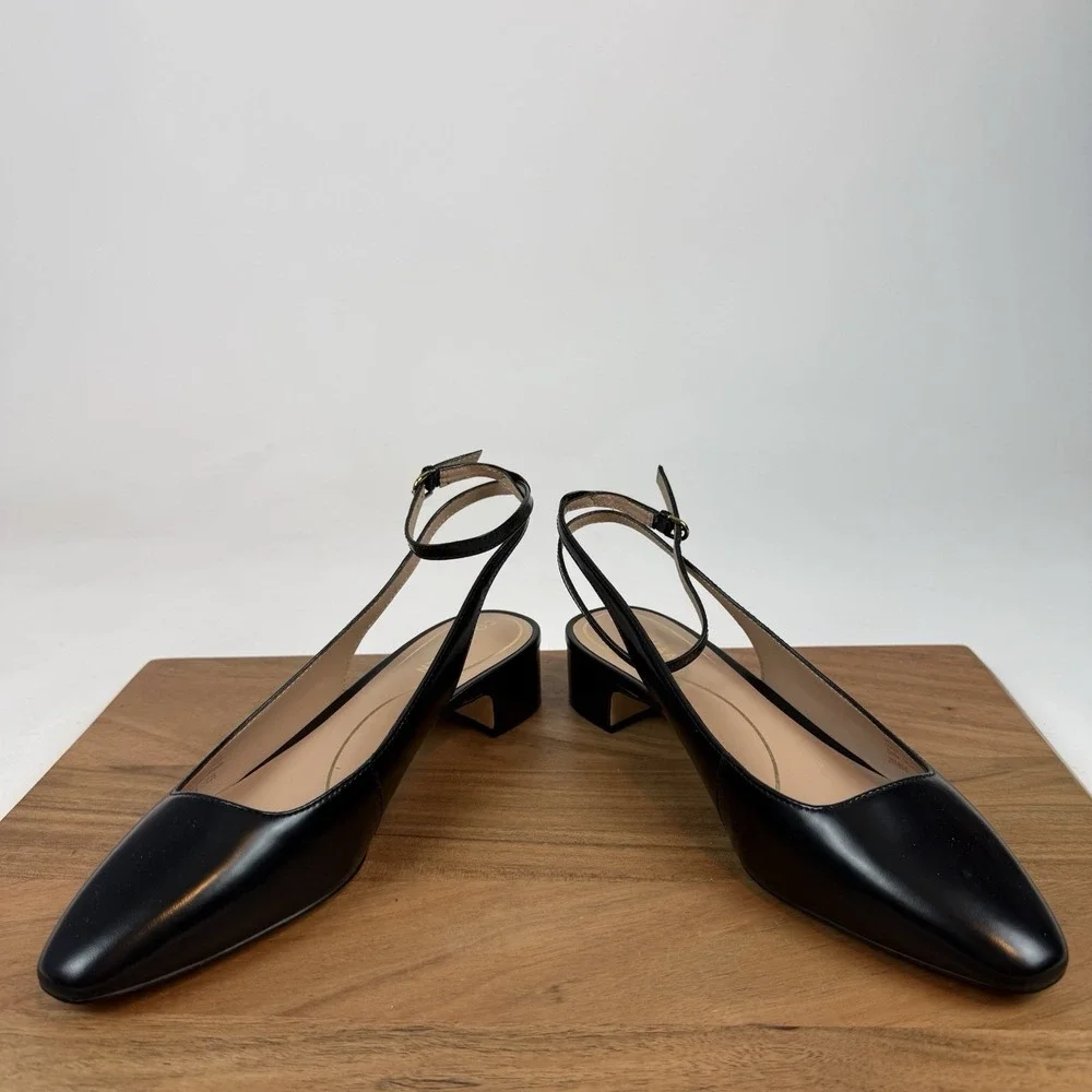New NWOB Womens Cole Haan Paden Ankle Strap Black Leather Slingback Sandals 7.5B